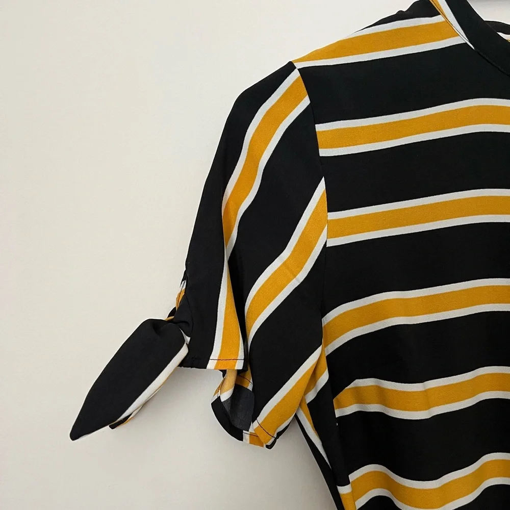 Who What Wear Striped Midi Dress Yellow Black Size XS